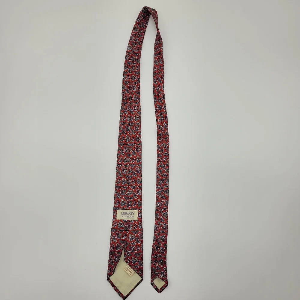 Liberty Of London Silk Tie Paisley Red Blue Vintage USA Made Classic